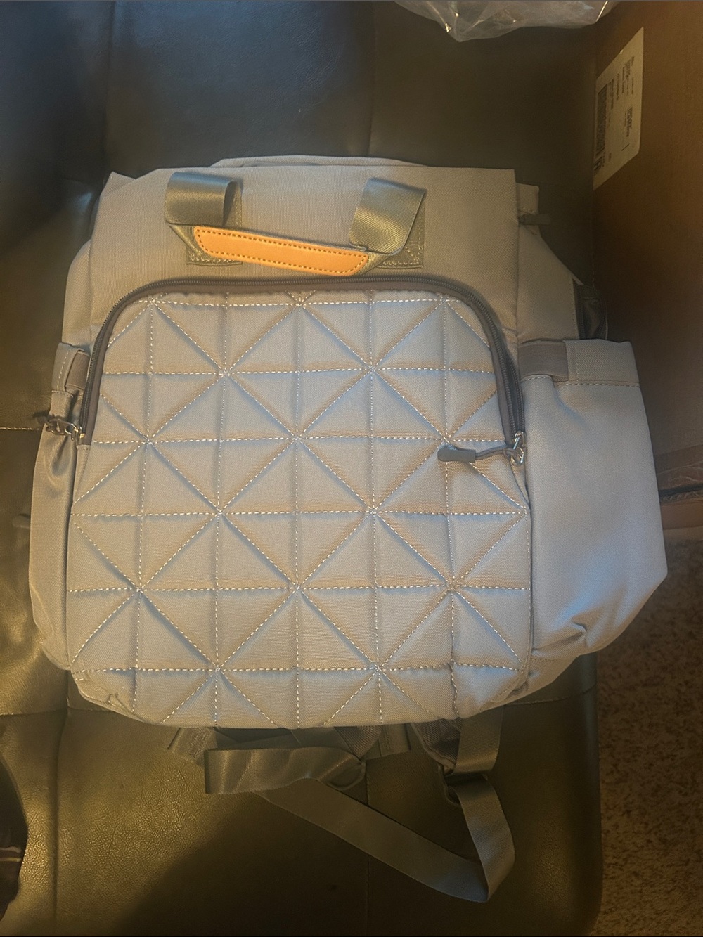 Quilted Gray Women's Backpack Tote - Modern Everyday diaper bag